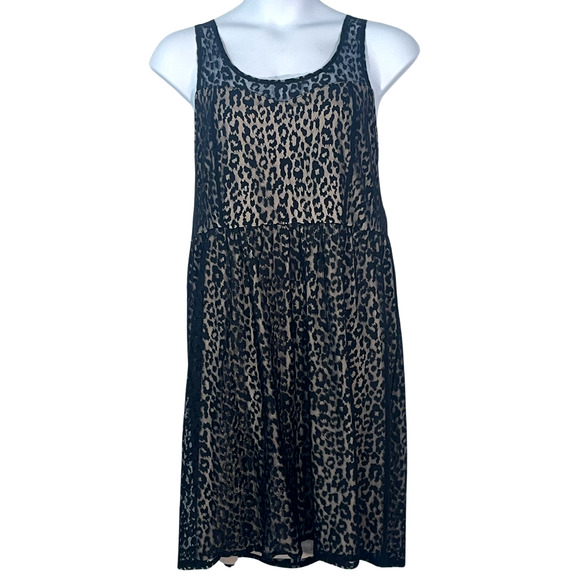 3-FOR-$30 lane Bryant Plus Sz 24 Dropped Waist Tank Dress Leopard Lace Overlay - Picture 1 of 11